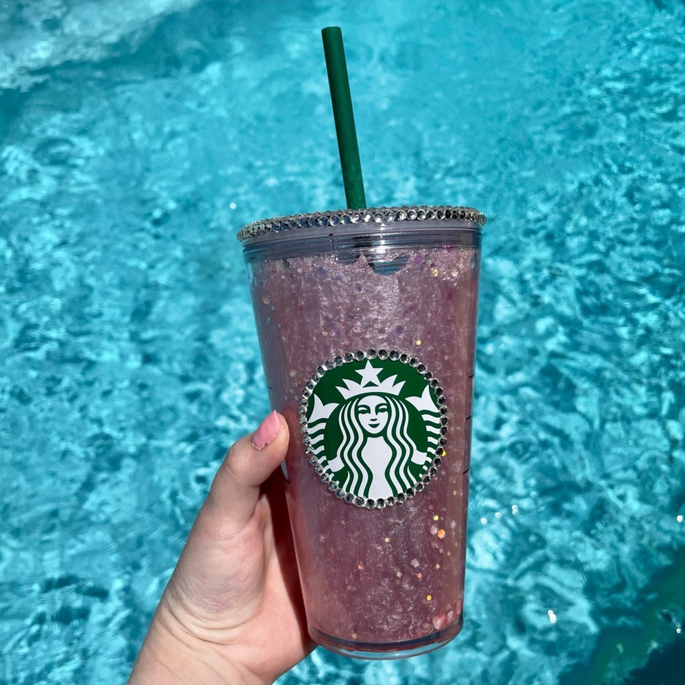 Handmade Pink Drink Starbucks Snowglobe Tumbler